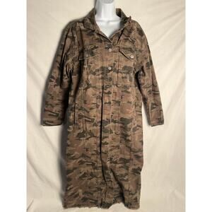 Highway Jeans Camo Longline Utility Jacket Coat XL 100% Cotton Button Front